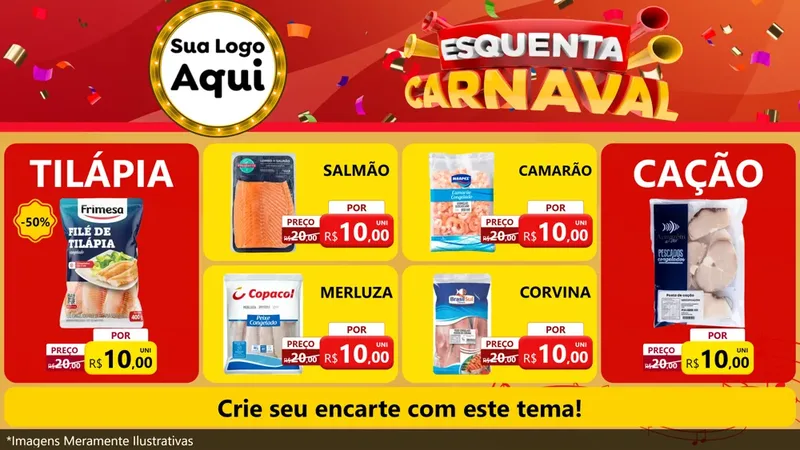 Modelo de TV para TV Horizontal com o tema Esquenta Carnaval para Peixaria