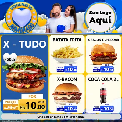 Modelo de Rede Social para Feed Facebook com o tema Ofertas Para Seu Namorado para Hamburgueria