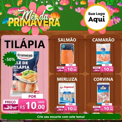 Modelo de Rede Social para Feed Facebook com o tema Mês da Primavera para Peixaria
