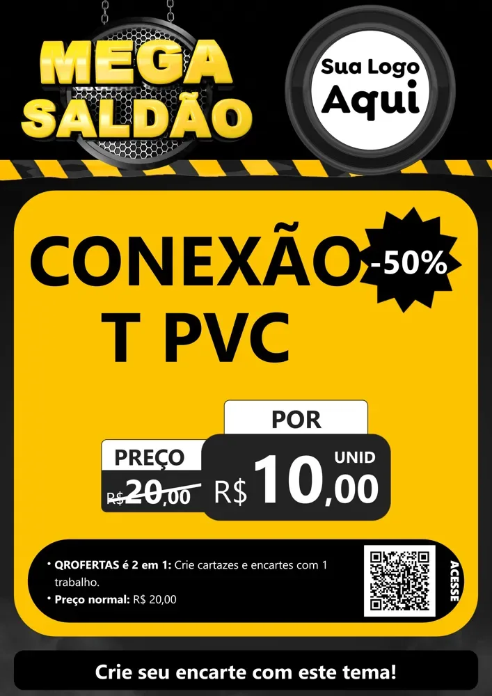 Modelo de Cartaz para Cartaz A4 Vertical com o tema Mega Saldão para Tubos e conexões