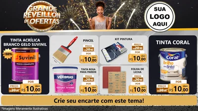 Modelo de TV para TV Horizontal com o tema Grande Réveillon de Ofertas para Tintas e Ferramentas