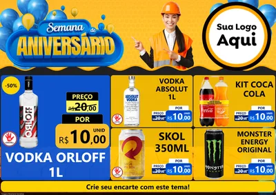 Modelo de Encarte para Encarte A4 Horizontal com o tema Semana de Aniversário para Distribuidora de bebidas