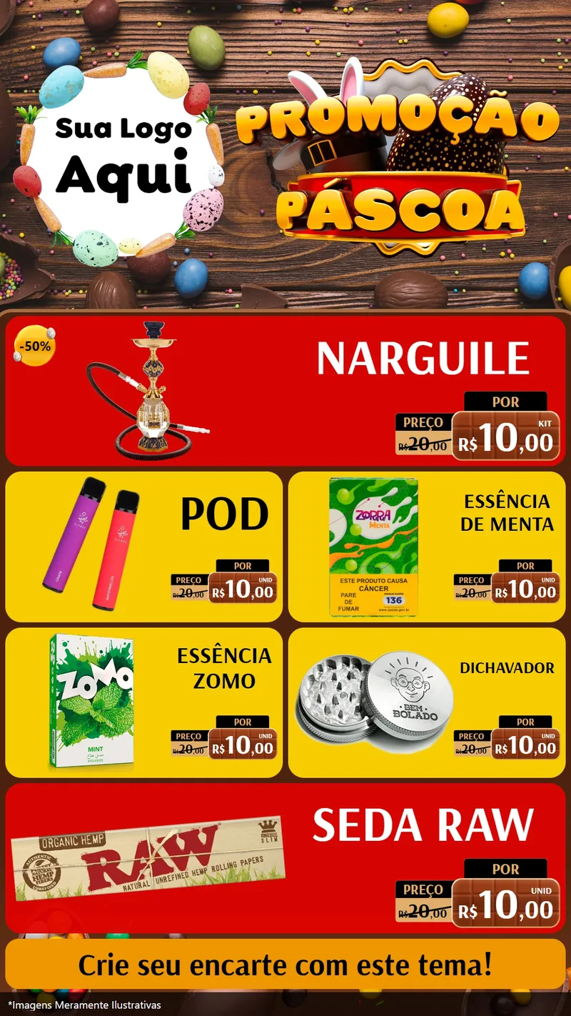 Modelo de TV para TV Vertical com o tema Promoção Páscoa para Tabacaria