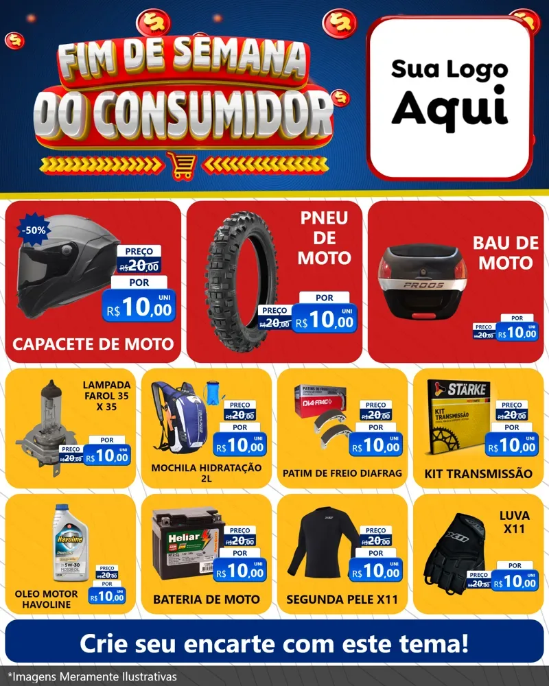 Modelo de Rede Social para Feed Instagram com o tema Fim de Semana do Consumidor para Moto peças