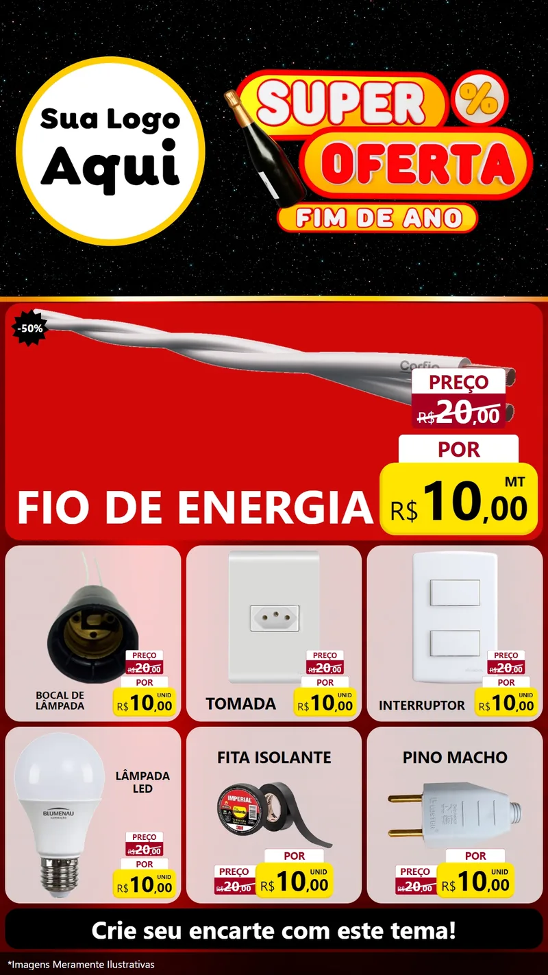 Modelo de Rede Social para Stories com o tema Super Oferta Fim de Ano para Materiais Elétricos