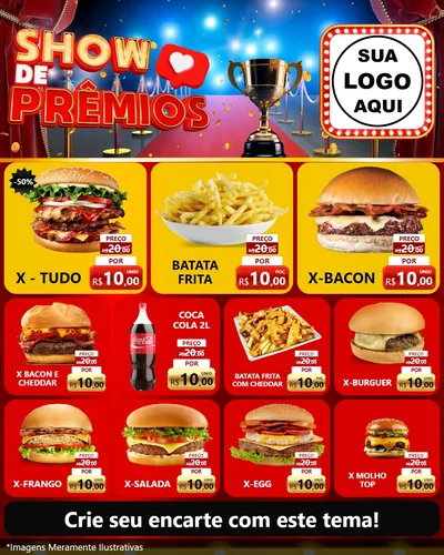 Modelo de Rede Social para Feed Instagram com o tema Show de Prêmios para Hamburgueria