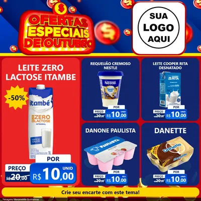 Modelo de Rede Social para Feed Facebook com o tema Ofertas Especiais de Outubro para Frios e Laticínios
