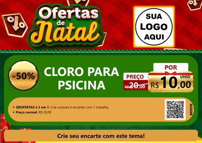 Modelo de Cartaz para Cartaz A4 Horizontal com o tema Ofertas de Natal para Produtos para Piscina