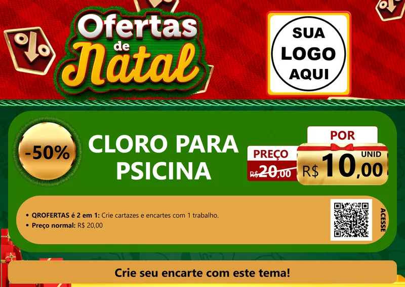 Modelo de Cartaz para Cartaz A4 Horizontal com o tema Ofertas de Natal para Produtos para Piscina