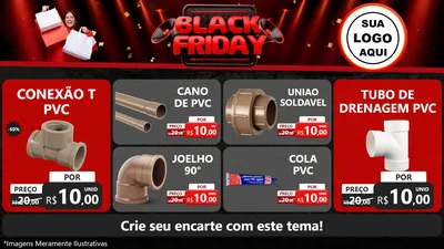Modelo de TV para TV Horizontal com o tema Black Friday para Tubos e conexões