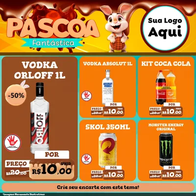 Modelo de Rede Social para Feed Facebook com o tema Páscoa Fantástica para Distribuidora de bebidas