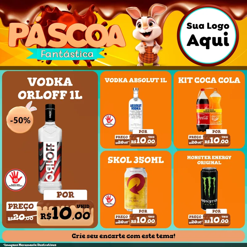 Modelo de Rede Social para Feed Facebook com o tema Páscoa Fantástica para Distribuidora de bebidas
