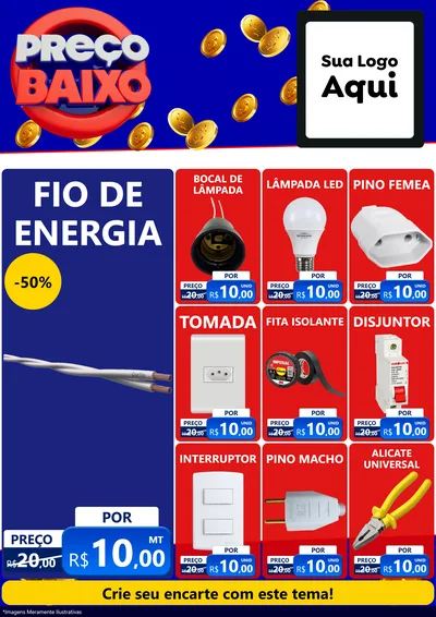 Modelo de Encarte para Encarte A4 Vertical com o tema Preço Baixo para Materiais Elétricos