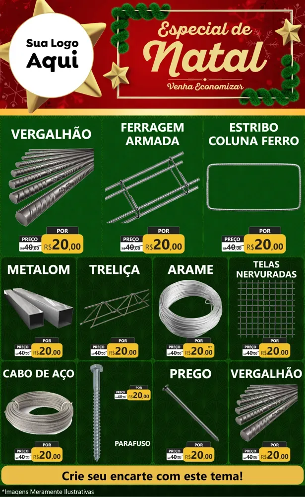 Modelo de Encarte para Encarte Grande com o tema Especial de Natal para Ferragens