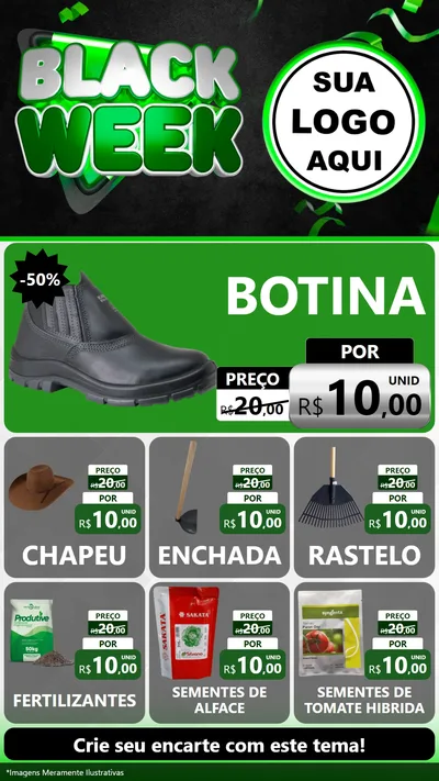Modelo de Rede Social para Stories com o tema Black Week para Agropecuária
