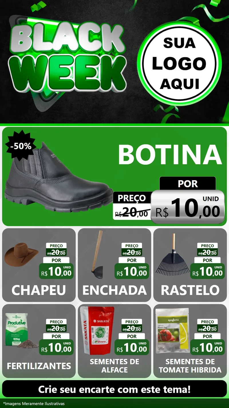 Modelo de Rede Social para Stories com o tema Black Week para Agropecuária