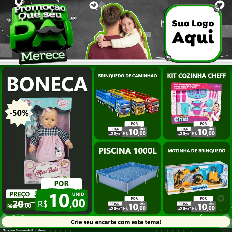 Modelo de Rede Social para Feed Facebook com o tema Promoção Que seu Pai Merece para Brinquedos