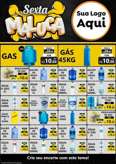Modelo de Encarte para Encarte A4 Vertical com o tema Sexta Maluca para Água e gás