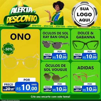 Modelo de Rede Social para Feed Facebook com o tema Alerta de Desconto para Óticas