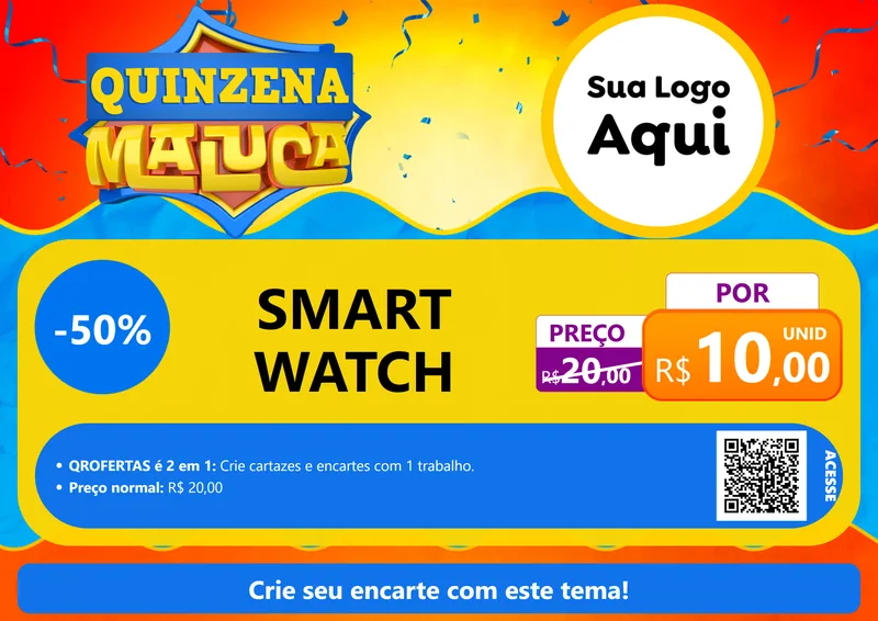 Modelo de Cartaz para Cartaz A4 Horizontal com o tema Quinzena Maluca para Informática
