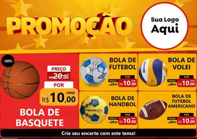Modelo de Encarte para Encarte A4 Horizontal com o tema Promoção para Artigos Esportivos