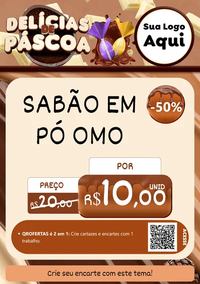 Modelo de Cartaz para Cartaz A4 Vertical com o tema Delícias de Páscoa para Produtos de Limpeza