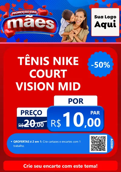 Modelo de Cartaz para Cartaz A4 Vertical com o tema Promoção das Mães para Calçados