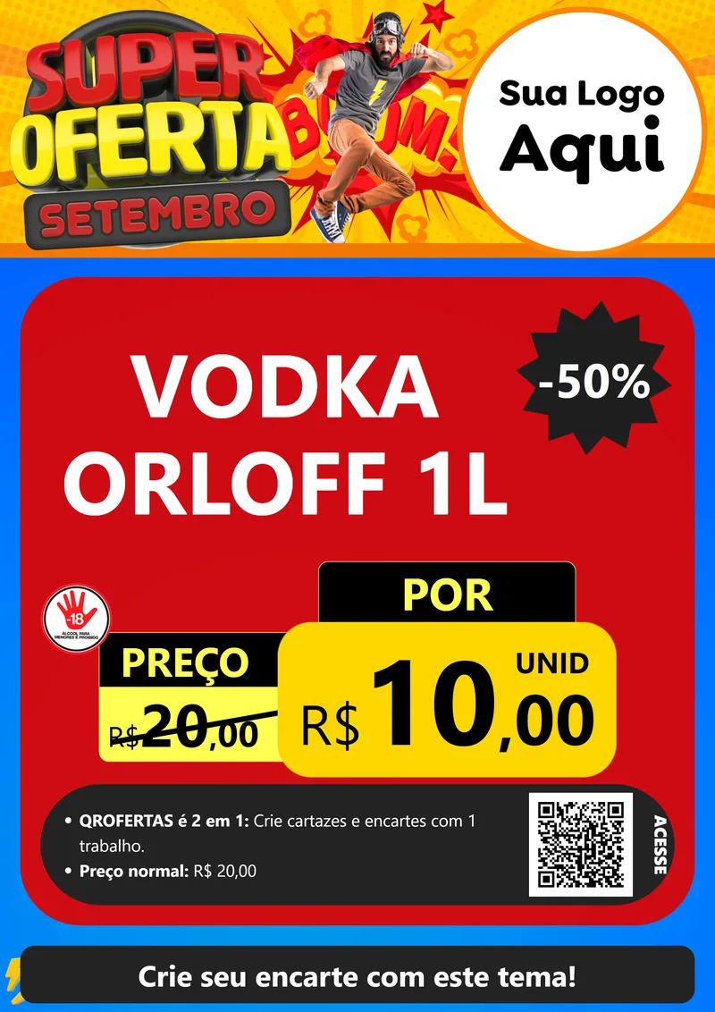 Modelo de Cartaz para Cartaz A4 Vertical com o tema Super Oferta Setembro para Distribuidora de bebidas