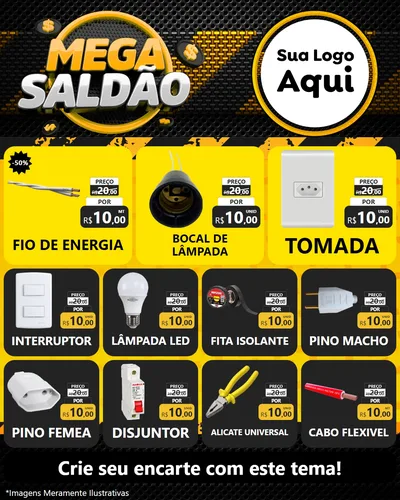 Modelo de Rede Social para Feed Instagram com o tema Mega Saldão para Materiais Elétricos