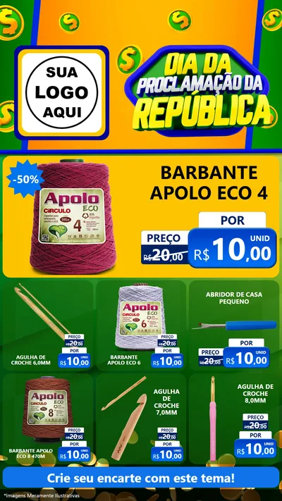 Modelo de Rede Social para Stories com o tema Dia Da Proclamação da República para Armarinho e Aviamentos
