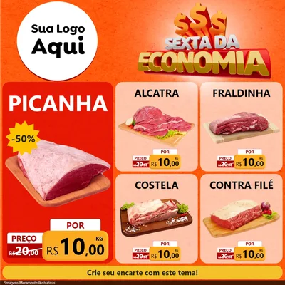 Modelo de Rede Social para Feed Facebook com o tema Sexta da Economia para Açougue