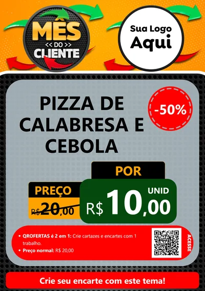 Modelo de Cartaz para Cartaz A4 Vertical com o tema Mês do Cliente para Pizzaria