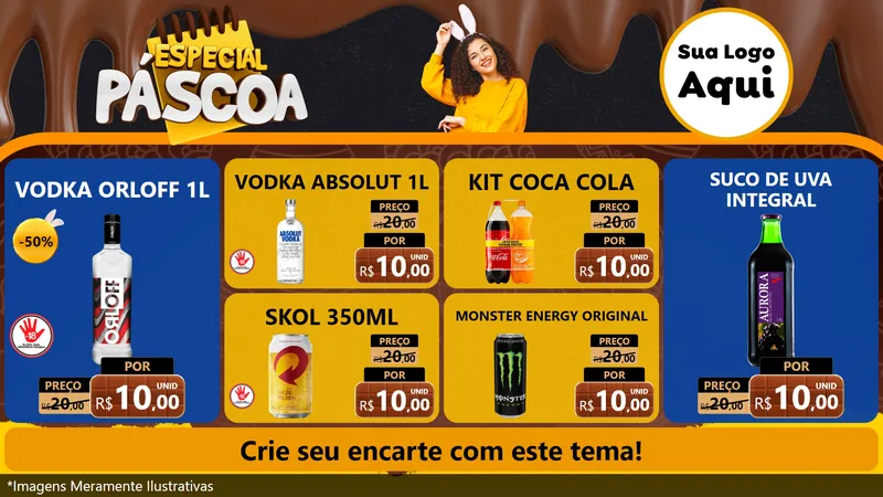 Modelo de TV para TV Horizontal com o tema Especial Páscoa para Distribuidora de bebidas