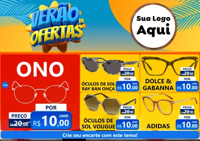Modelo de Encarte para Encarte A4 Horizontal com o tema Verão de Ofertas para Óticas