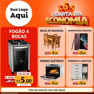 Modelo de Rede Social para Feed Facebook com o tema Quarta da Economia para Móveis e Eletro