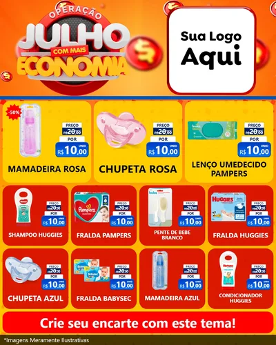 Modelo de Rede Social para Feed Instagram com o tema Operação Julho Com Mais Economia para Bebês
