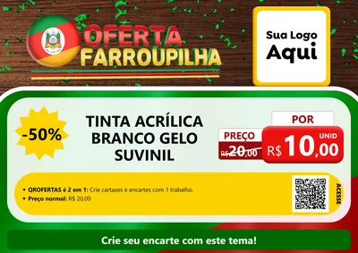 Modelo de Cartaz para Cartaz A4 Horizontal com o tema Oferta Farroupilha para Tintas e Ferramentas