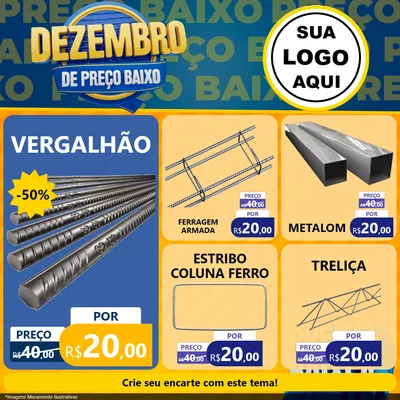 Modelo de Rede Social para Feed Facebook com o tema Dezembro de Preço Baixo para Ferragens