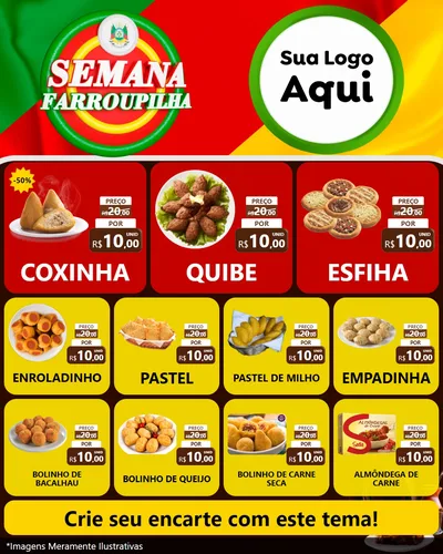 Modelo de Rede Social para Feed Instagram com o tema Semana Farroupilha para Salgadaria