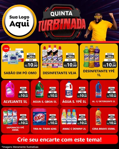Modelo de Rede Social para Feed Instagram com o tema Quinta Turbinada para Produtos de Limpeza