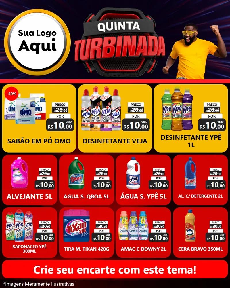 Modelo de Rede Social para Feed Instagram com o tema Quinta Turbinada para Produtos de Limpeza