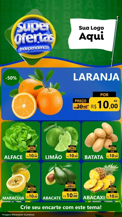 Modelo de Rede Social para Stories com o tema Super Ofertas de Independência para Hortifrúti