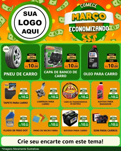 Modelo de Rede Social para Feed Instagram com o tema Comece Março Economizando para Auto peças