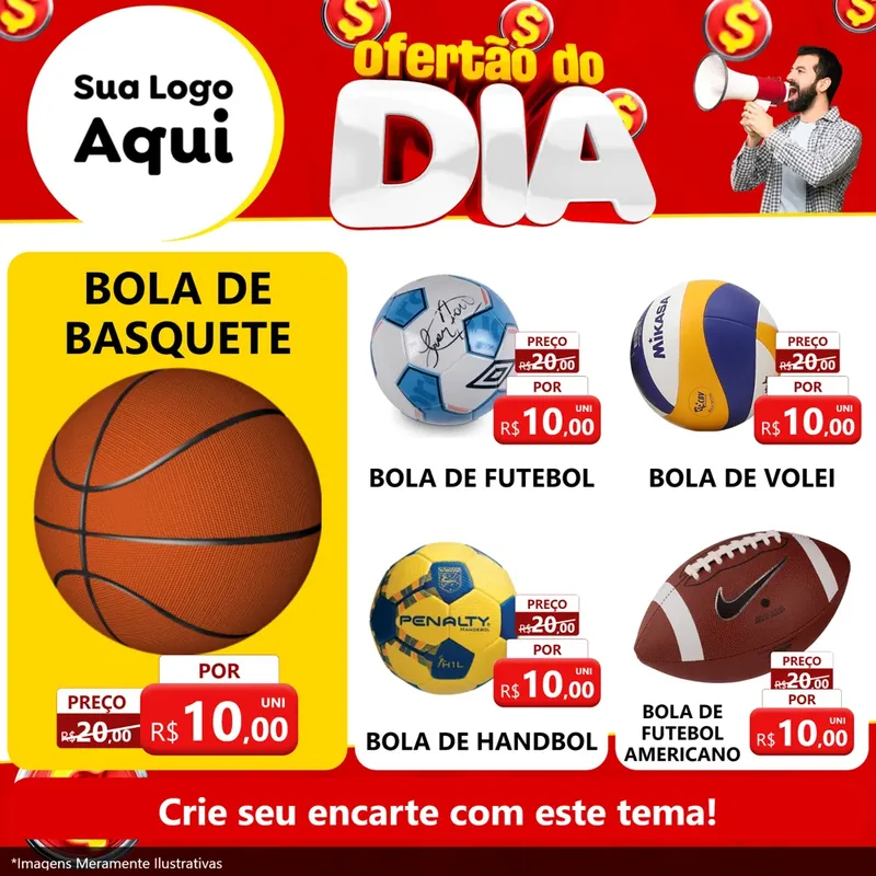 Modelo de Rede Social para Feed Facebook com o tema Ofertão do dia para Artigos Esportivos