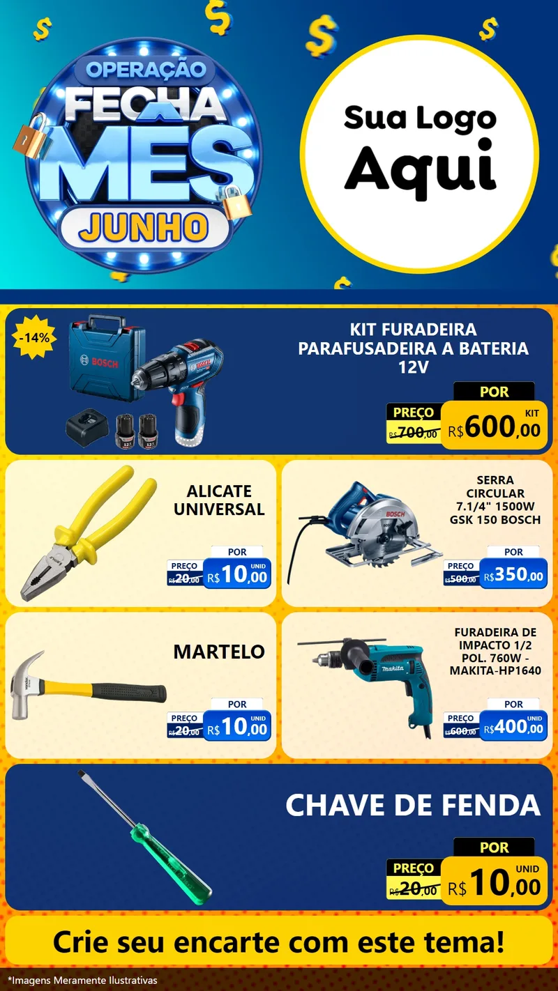 Modelo de TV para TV Vertical com o tema Operação Fecha Mês, Junho para Maquinas e Ferramentas