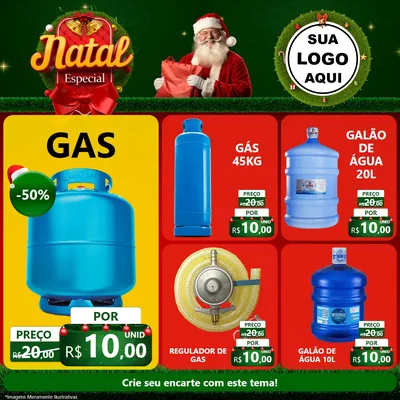 Modelo de Rede Social para Feed Facebook com o tema Natal Especial para Água e gás