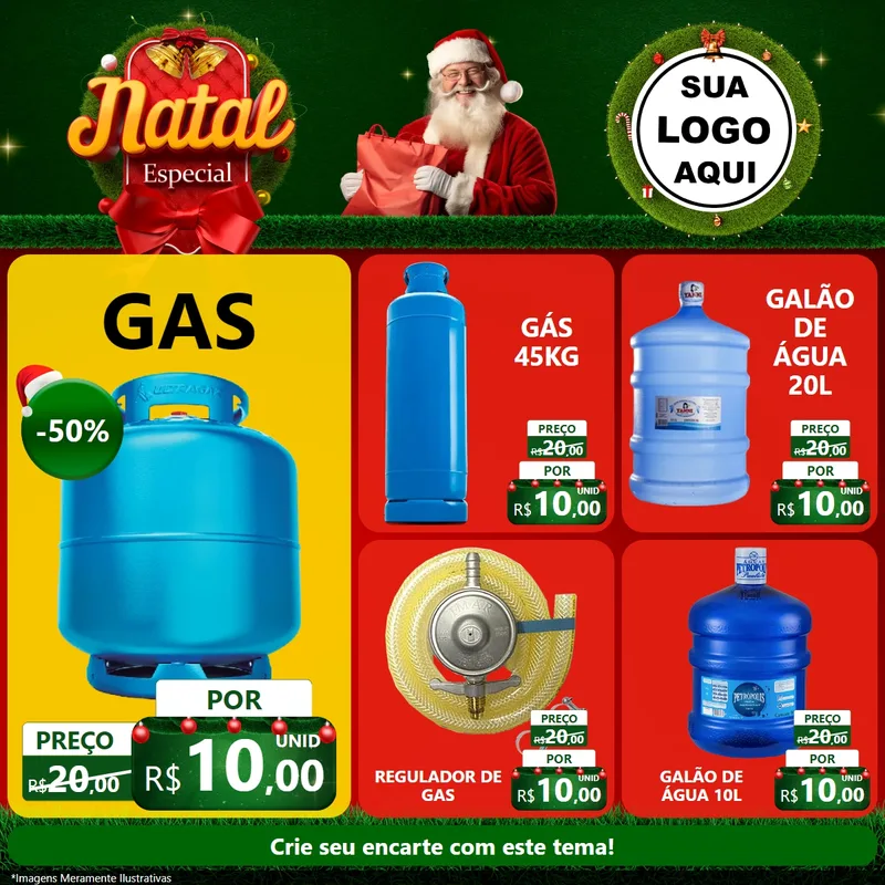 Modelo de Rede Social para Feed Facebook com o tema Natal Especial para Água e gás
