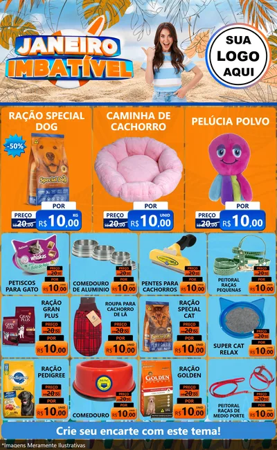Modelo de Encarte para Encarte Grande com o tema Janeiro Imbatível para Pet Shop