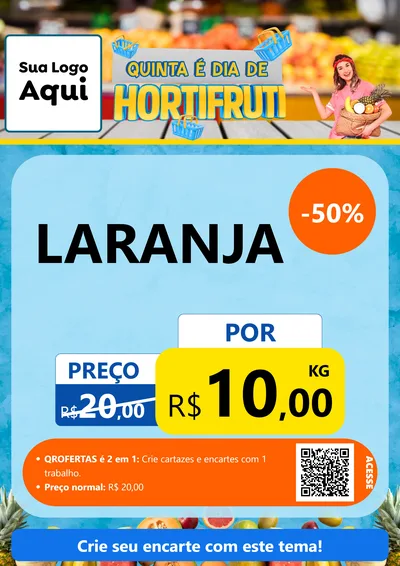 Modelo de Cartaz para Cartaz A4 Vertical com o tema Quinta É Dia de Hortifruti para Hortifrúti