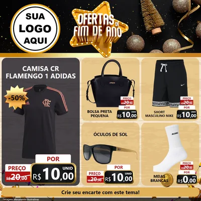 Modelo de Rede Social para Feed Facebook com o tema Ofertas de Fim de Ano para Roupas e acessórios